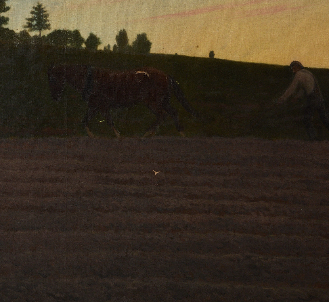 PLOWING AT DUSK BY FRANK VON DER LANCKEN (1872-1950)