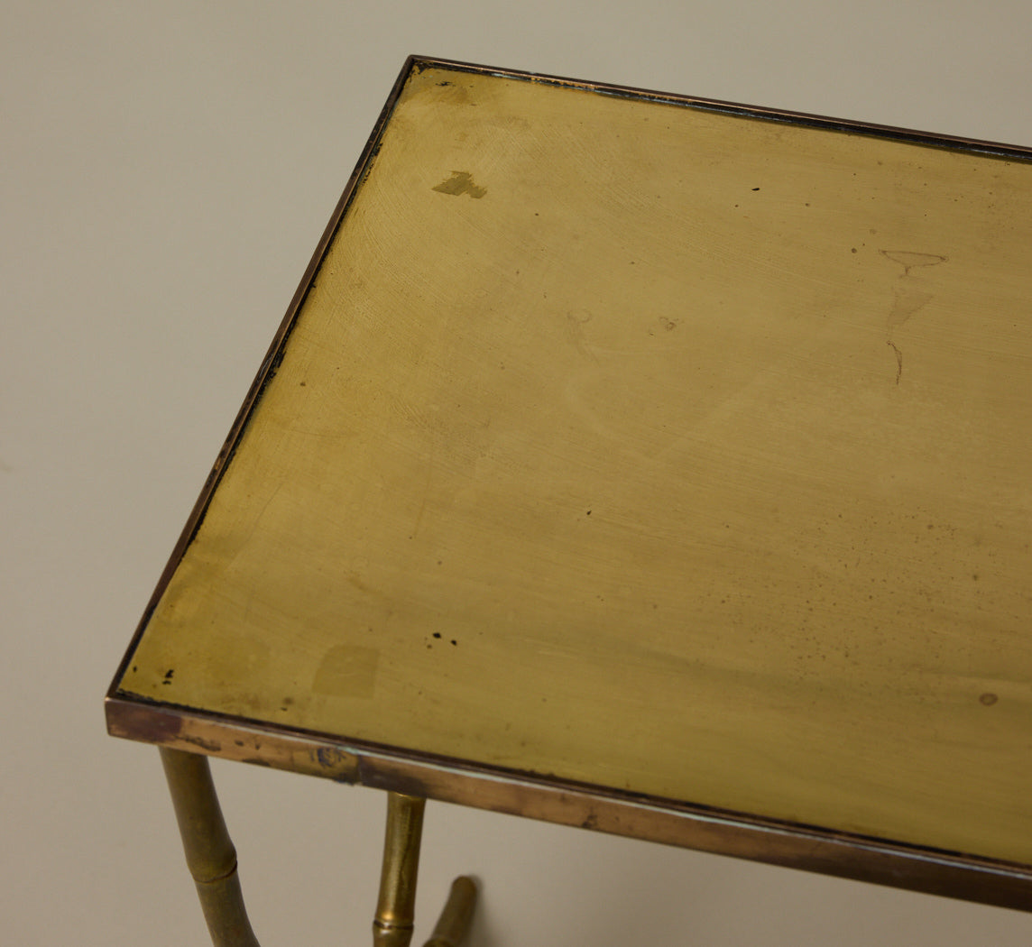 1960S BRONZE BAMBOO END TABLE