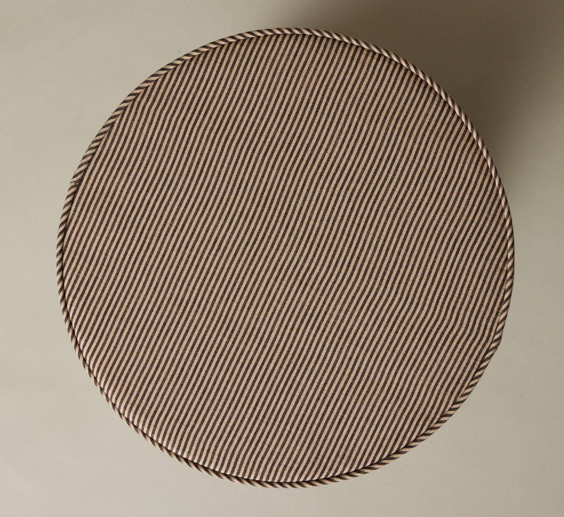 PIERCE & WARD DRUM SIDE TABLE IN ESSEX STRIPE WITH KNOT