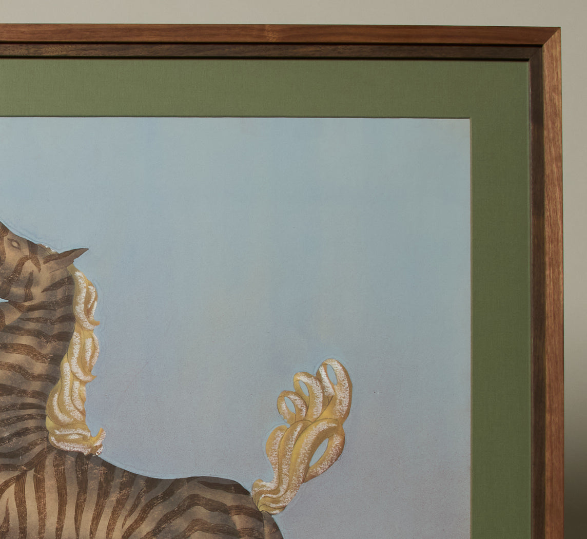 OVERSIZED VINTAGE AMERICAN SURREALIST BUCKING ZEBRAS