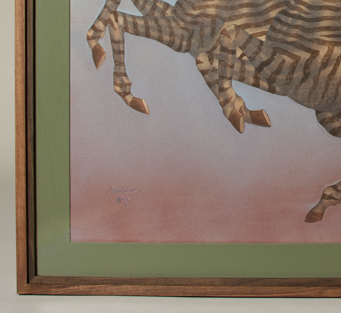 OVERSIZED VINTAGE AMERICAN SURREALIST BUCKING ZEBRAS