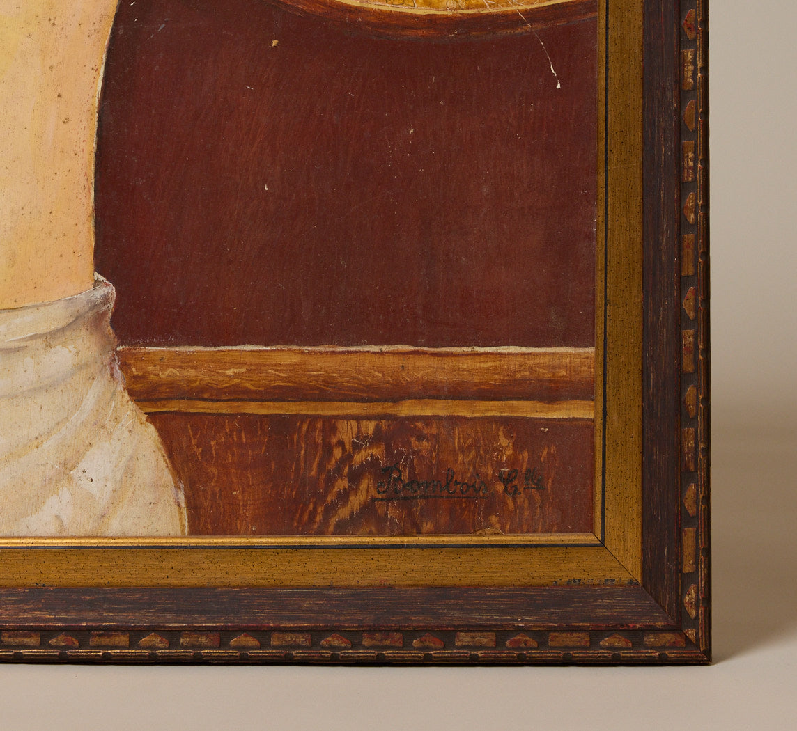 19TH CENTURY FRENCH SCHOOL PORTRAIT OF WOMAN AT HER MIRROR