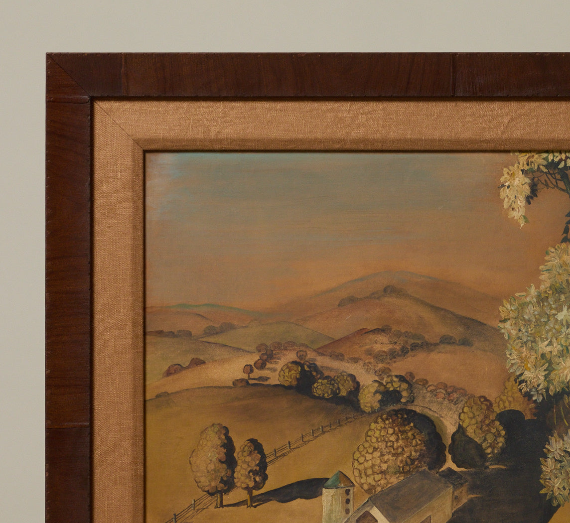 MIDCENTURY AMERICAN FOLK ART PASTORAL LANDSCAPE