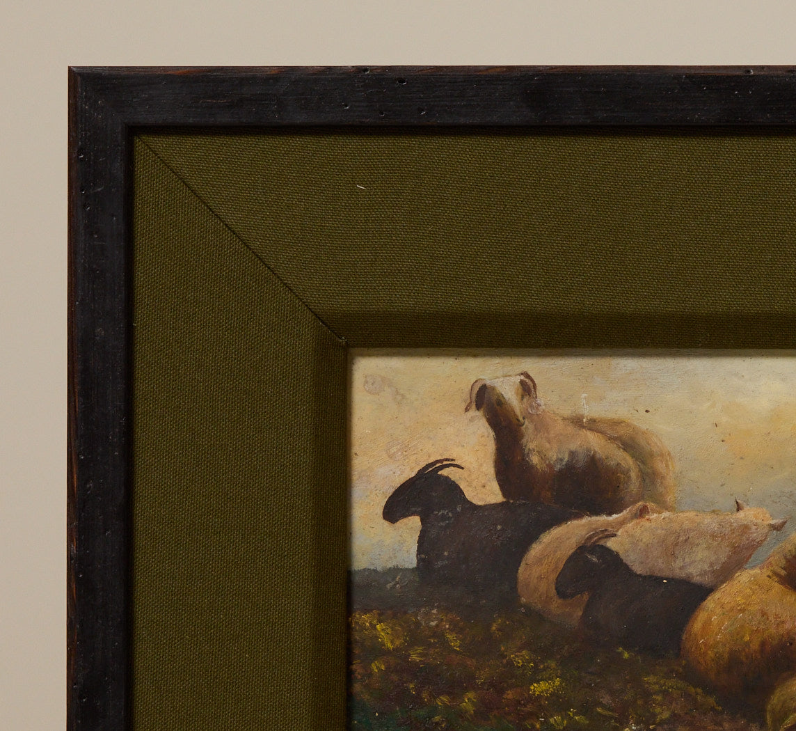 19TH CENTURY BARBIZON SCHOOL PASTORAL SHEEP LANDSCAPE