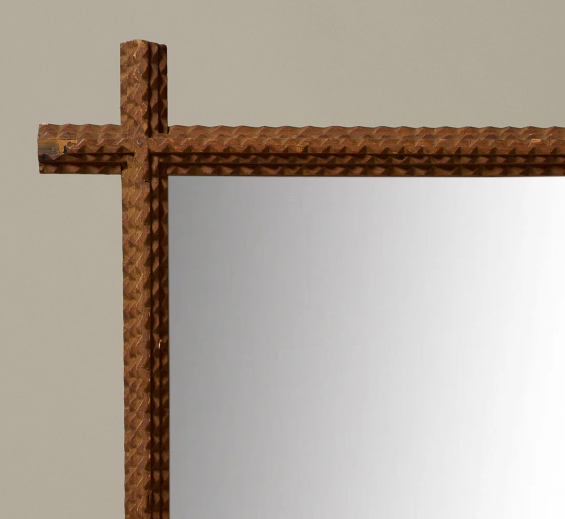 TRAMP ART MIRROR WITH PROTRUDING CORNERS