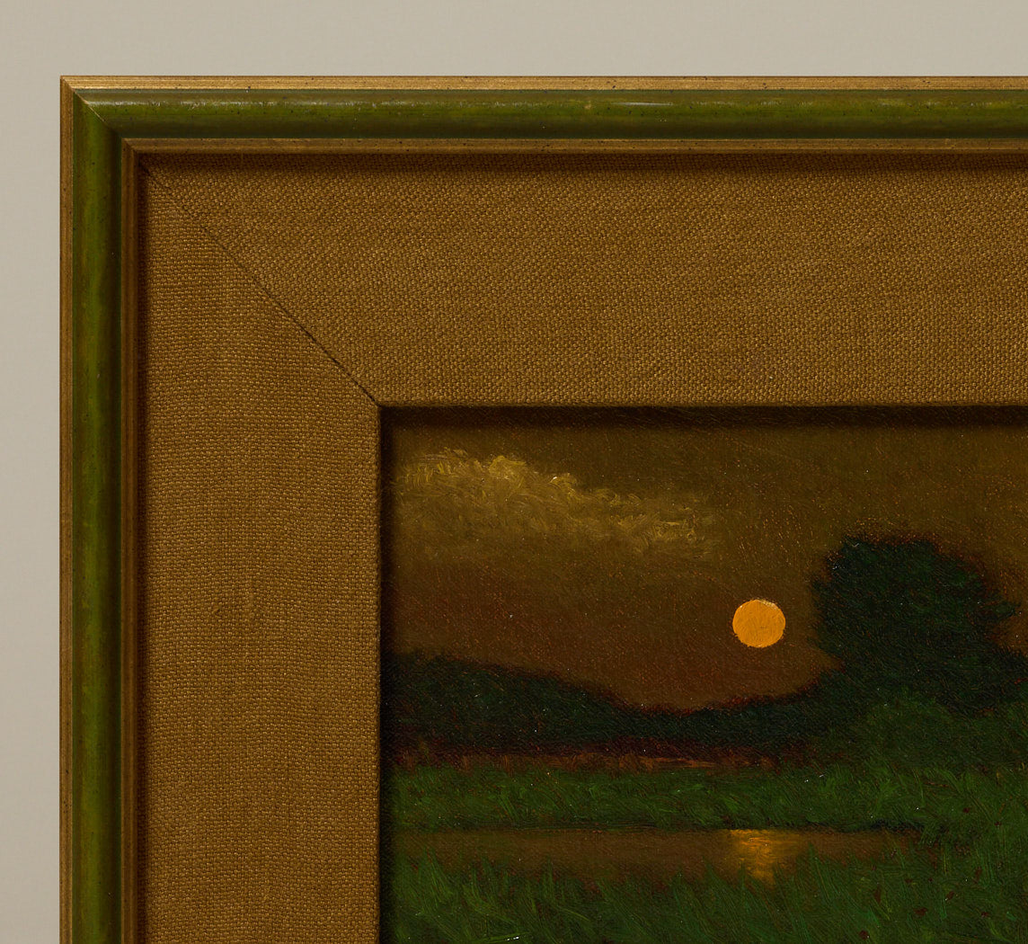 PETITE VINTAGE AMERICAN SUNSET MARSH LANDSCAPE