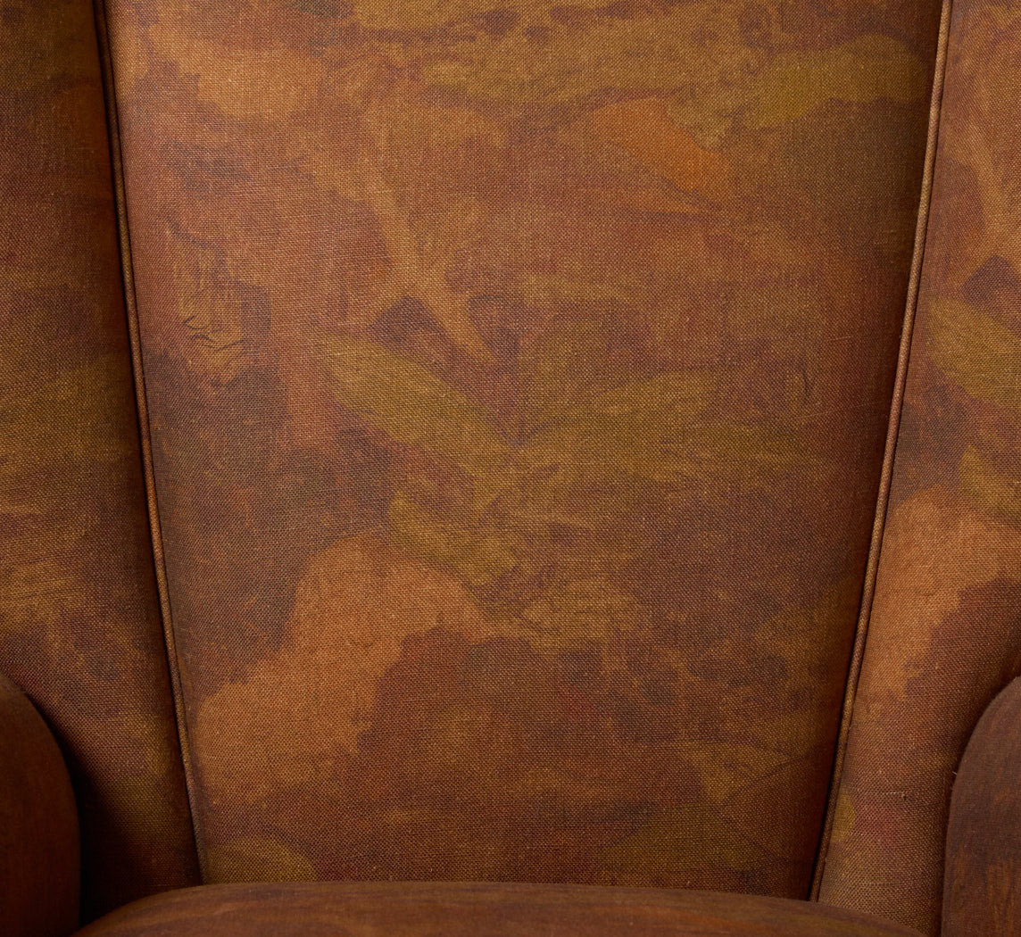 1950S ITALIAN ARM CHAIR BY PAOLO BUFFA IN PIERCE & WARD THE PAINTING LINEN