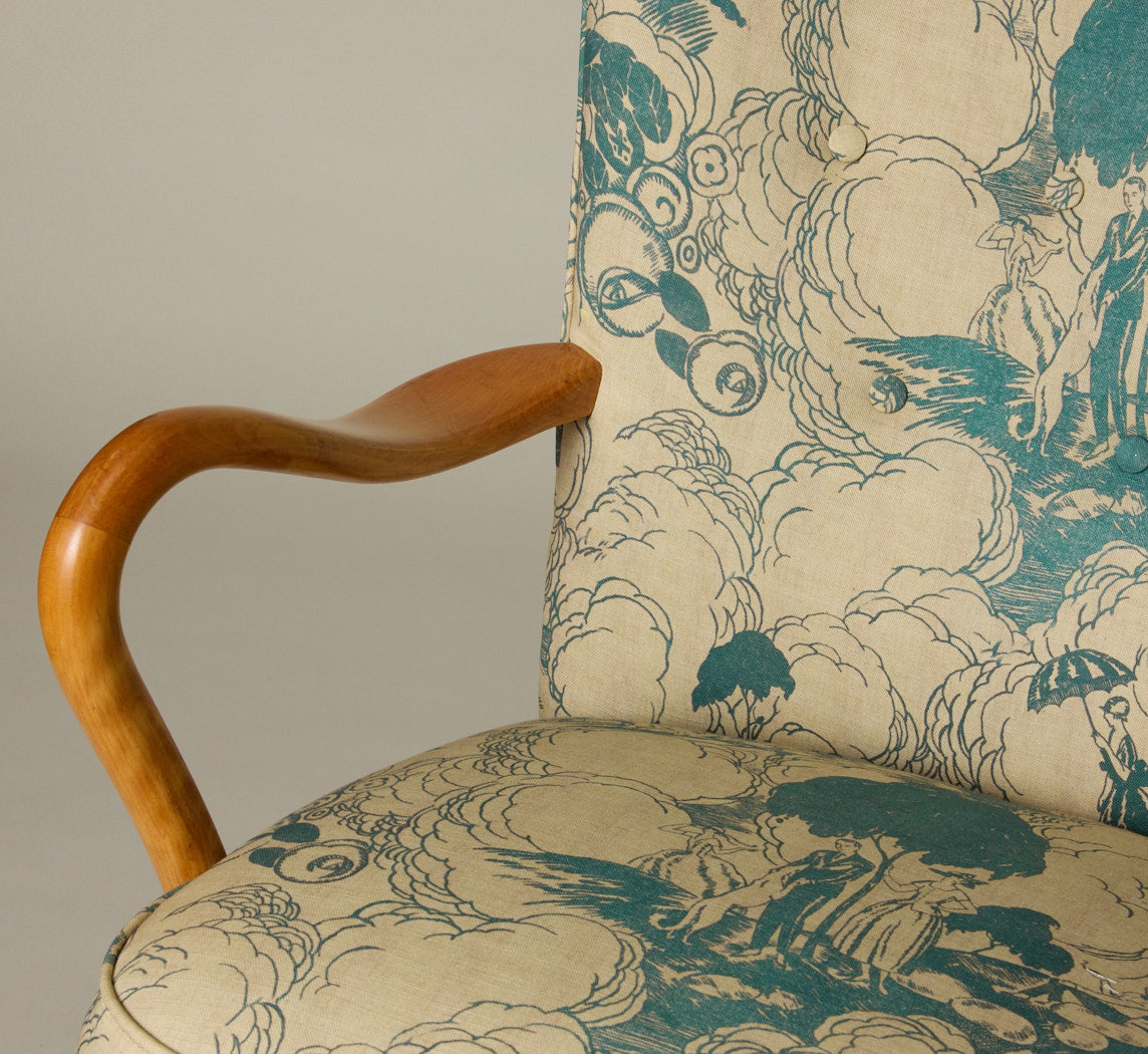1950S DECO STYLE DANISH BEECH LOUNGE CHAIR