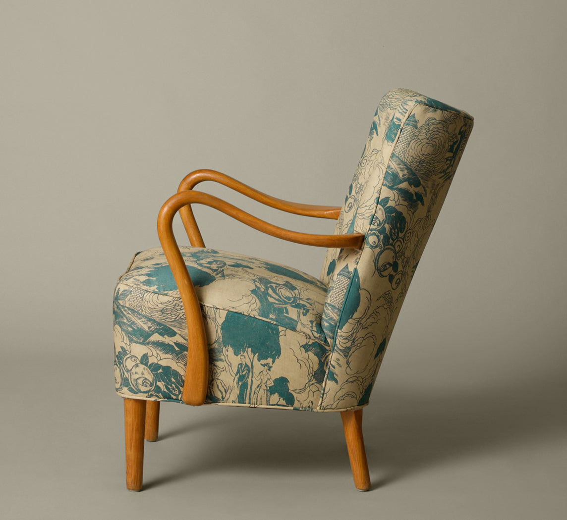 1950S DECO STYLE DANISH BEECH LOUNGE CHAIR