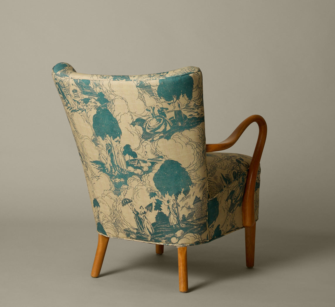 1950S DECO STYLE DANISH BEECH LOUNGE CHAIR