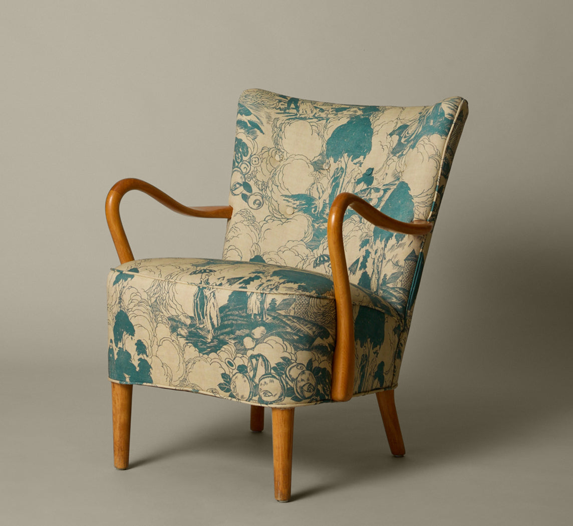 1950S DECO STYLE DANISH BEECH LOUNGE CHAIR