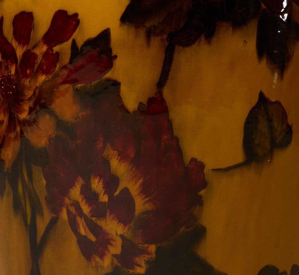 OVERSIZED MAJOLICA PEONY VASE BY GEORGE JONES & SONS, C. 1890