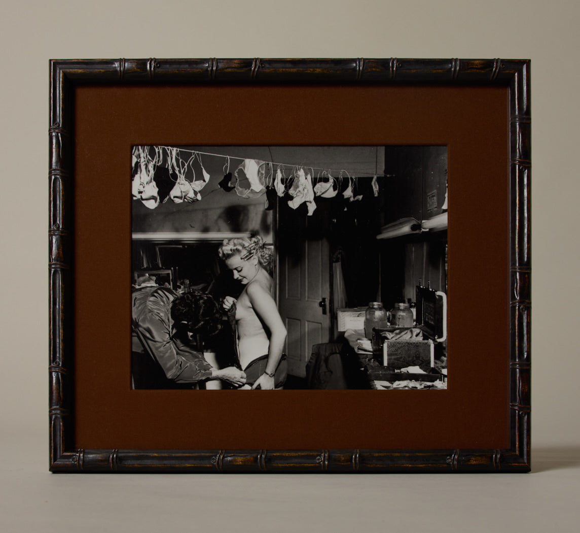 1950S SHOWGIRL CHANGING IN DRESSING ROOM BY WEEGEE