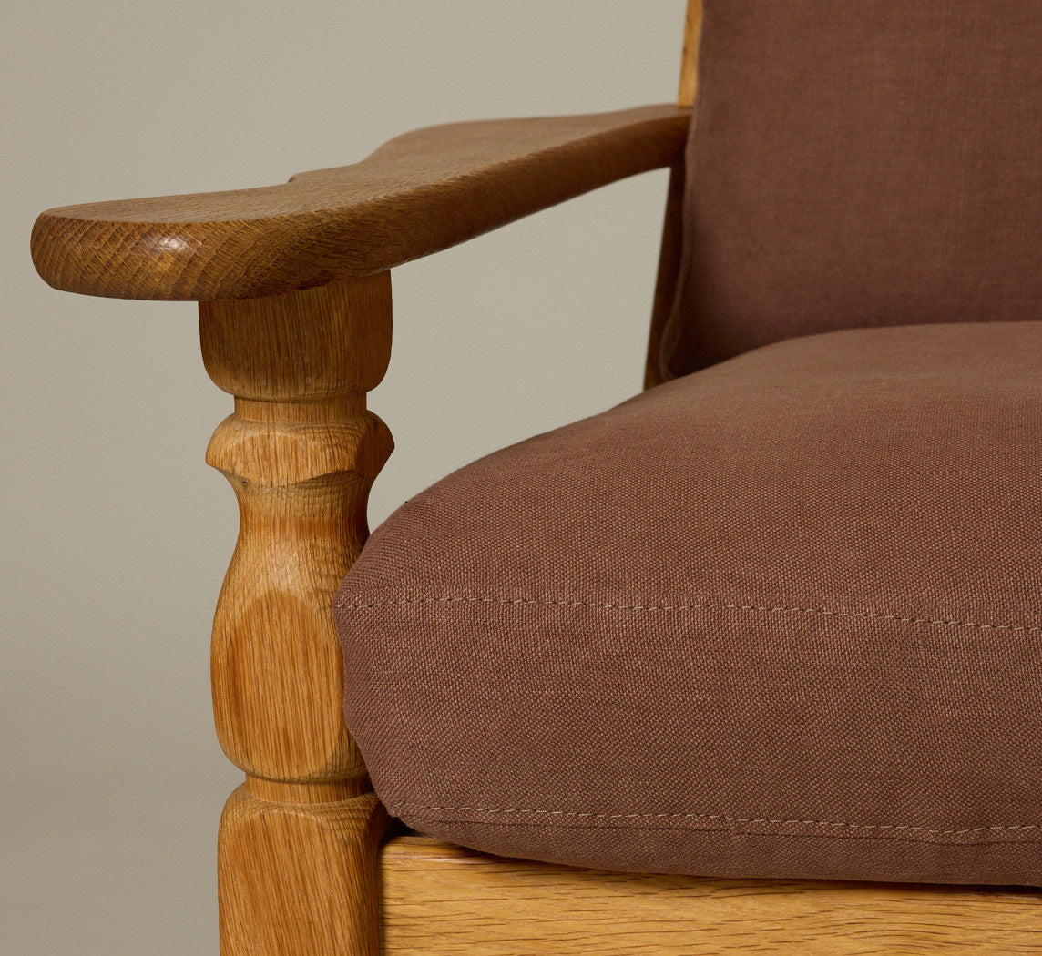 PAIR OF 1960S DANISH “HIS AND HERS” OAK LOUNGE CHAIRS IN THE STYLE OF HENNING KJAERNULF