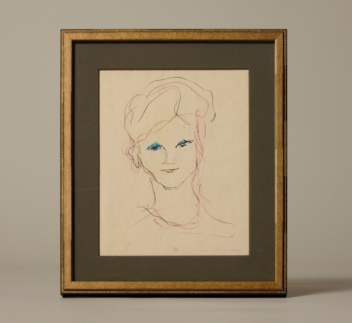1960S ITALIAN MIXED MEDIA PORTRAIT