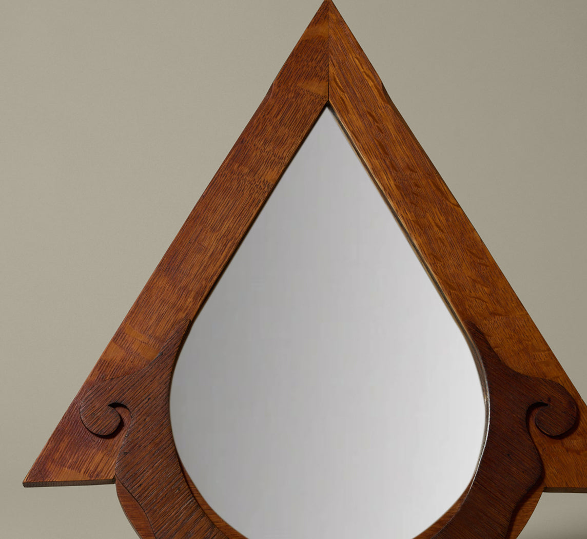 1920S ART DECO MAHOGANY WALL MIRROR IN THE STYLE OF JAC VAN DEN BOSCH