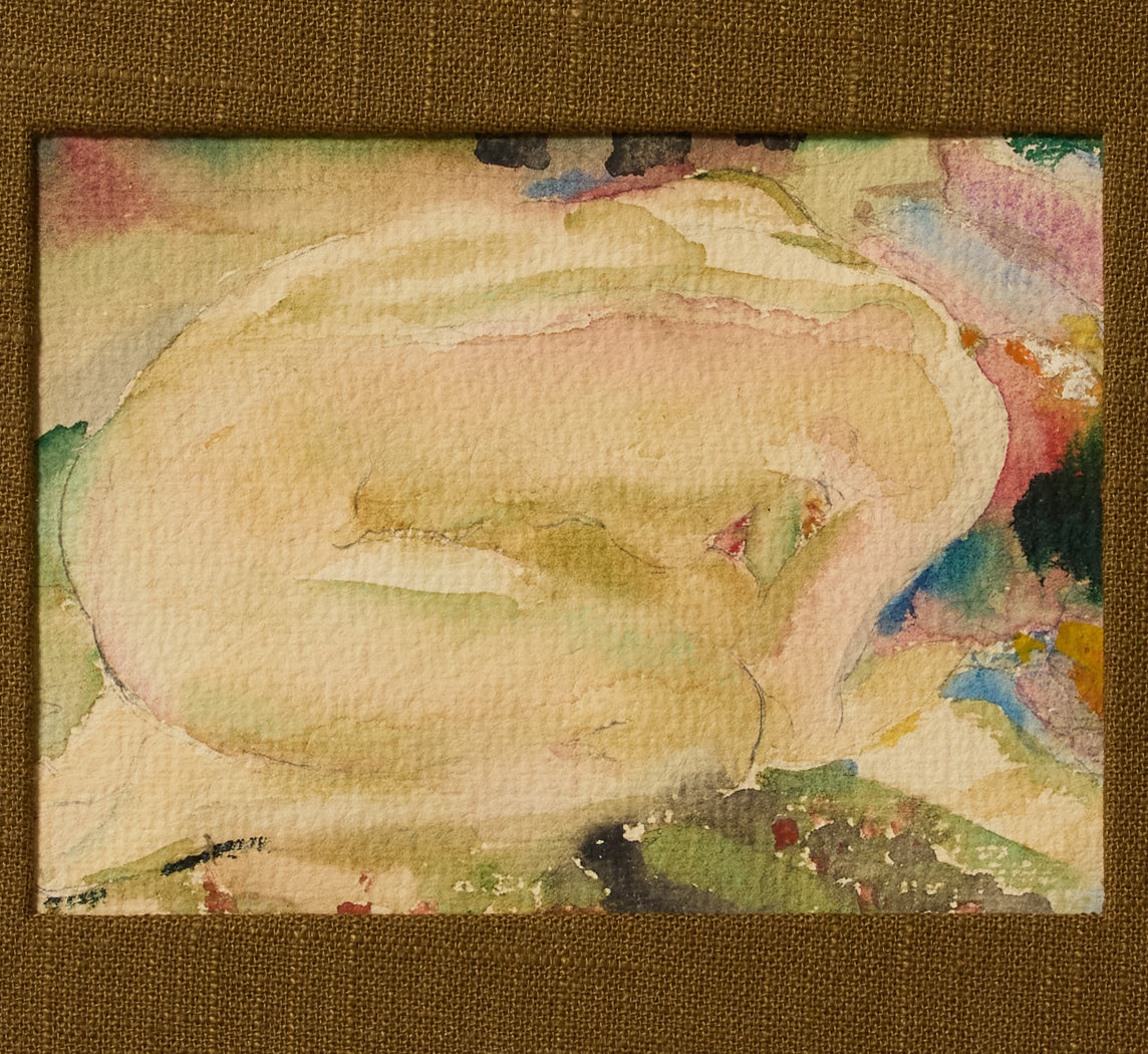 VINTAGE NUDE RECUMBENT WOMAN TITLED "LEDA"