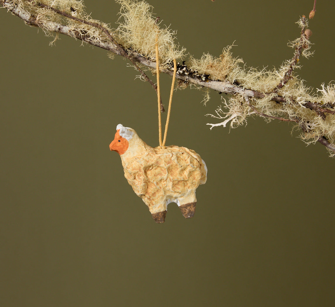 PAPER MACHE SHEEP ORNAMENT