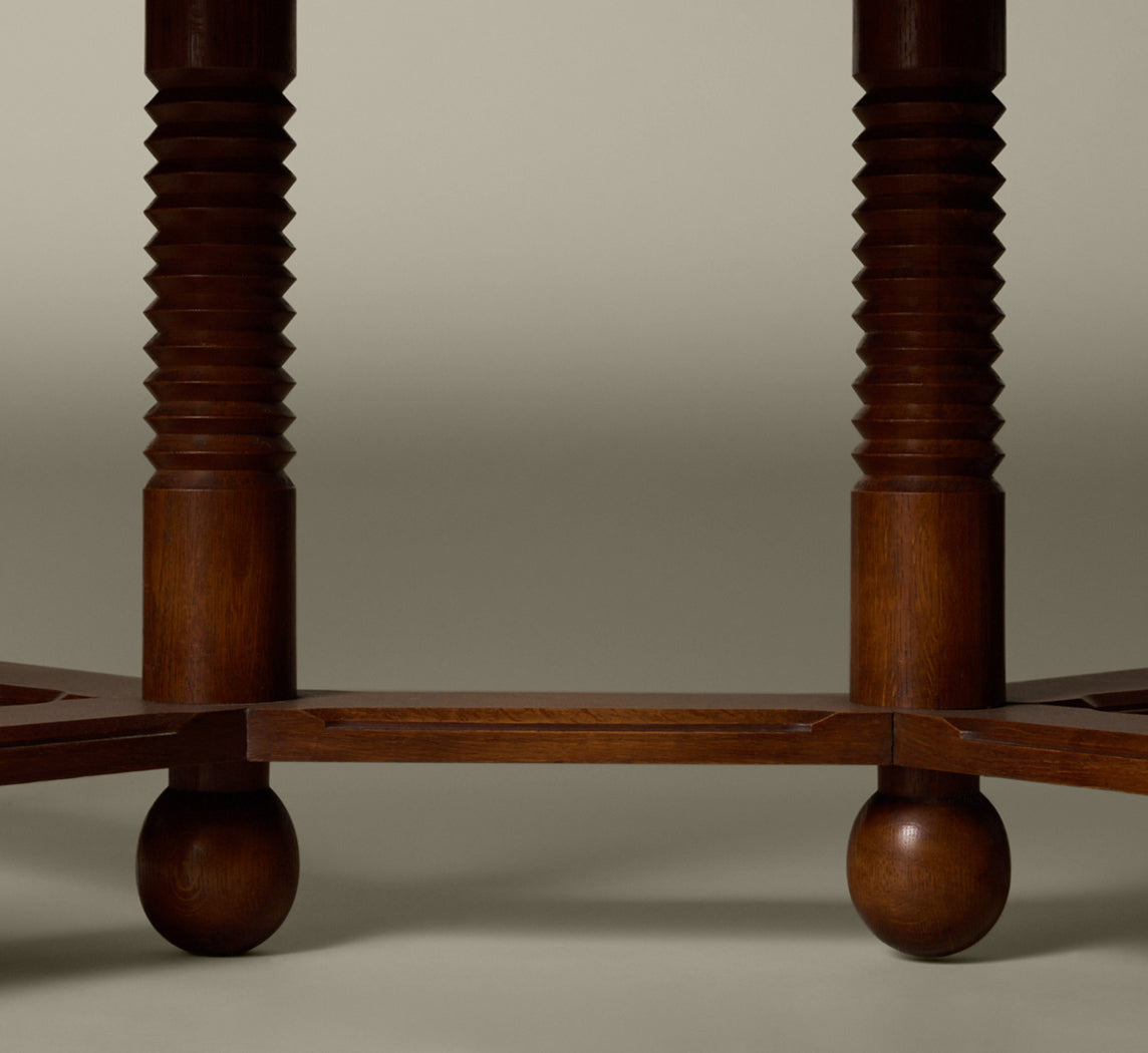 FRENCH OAK DINING TABLE IN THE MANNER OF CHARLES DUDOUYT