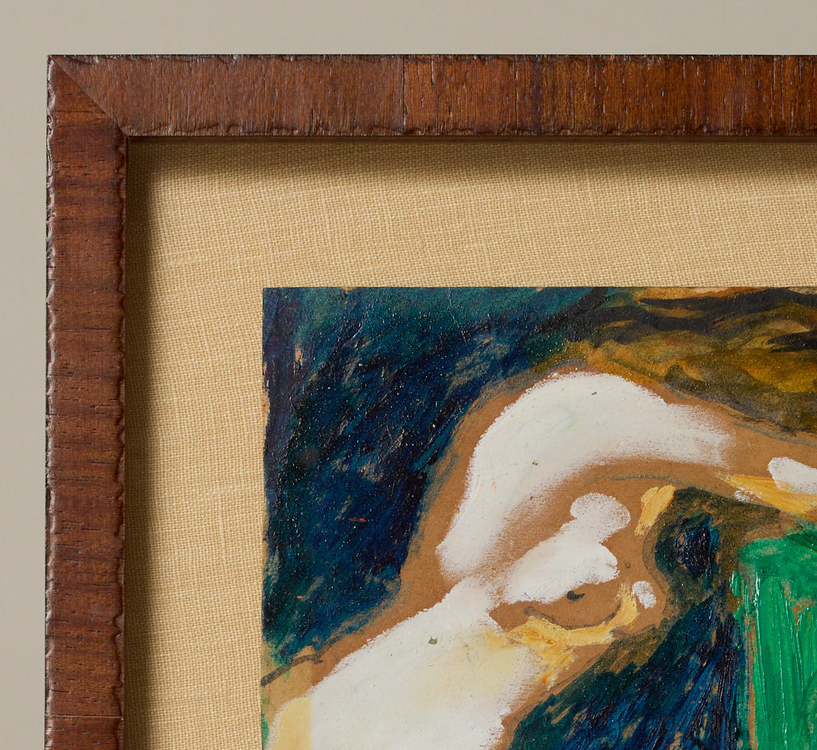 NUDE WOMAN FIGURAL OIL PAINTING, SIGNED