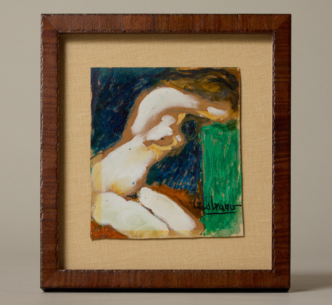 NUDE WOMAN FIGURAL OIL PAINTING, SIGNED