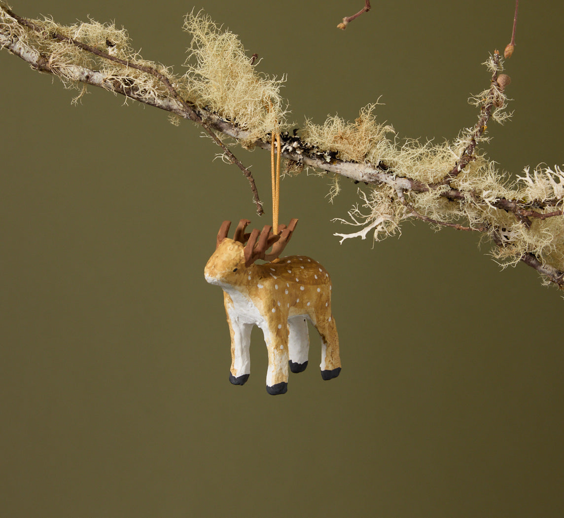 PAPER MACHE REINDEER ORNAMENT