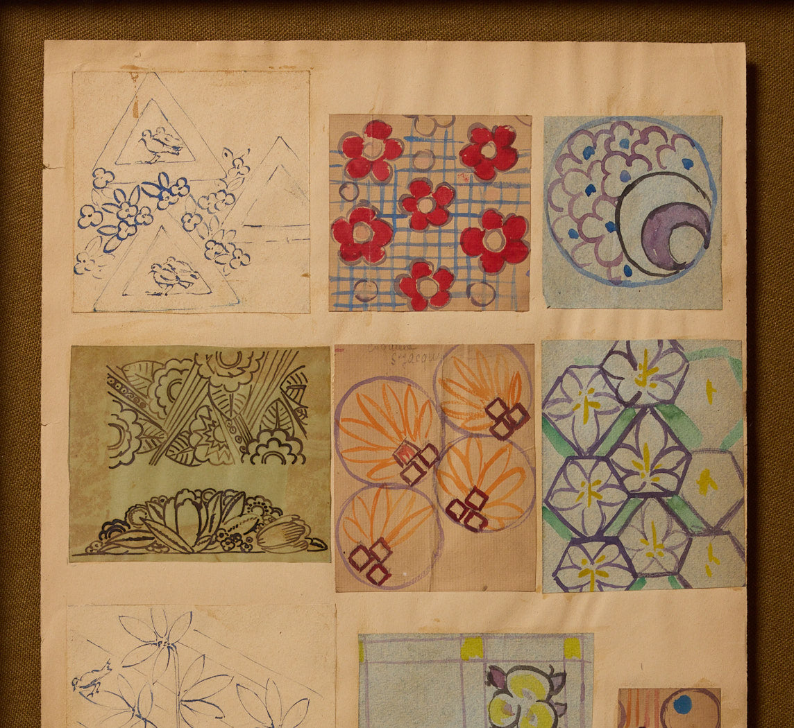 1930S WATERCOLOR TAPESTRY PATTERN COLLAGE