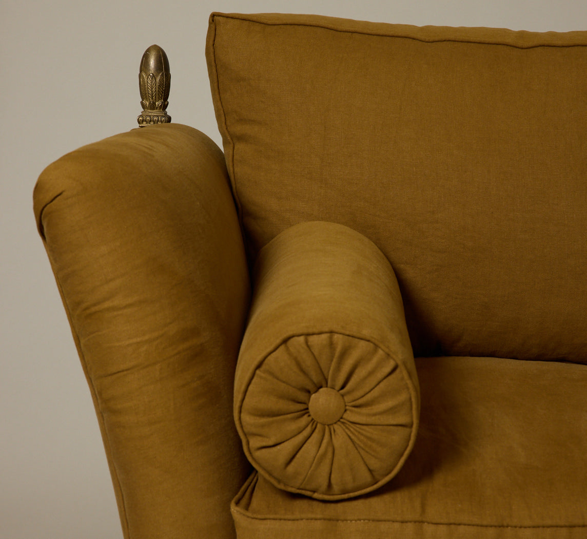 EGON VON FURSTENBERG SETTEE IN OLIVE LINEN