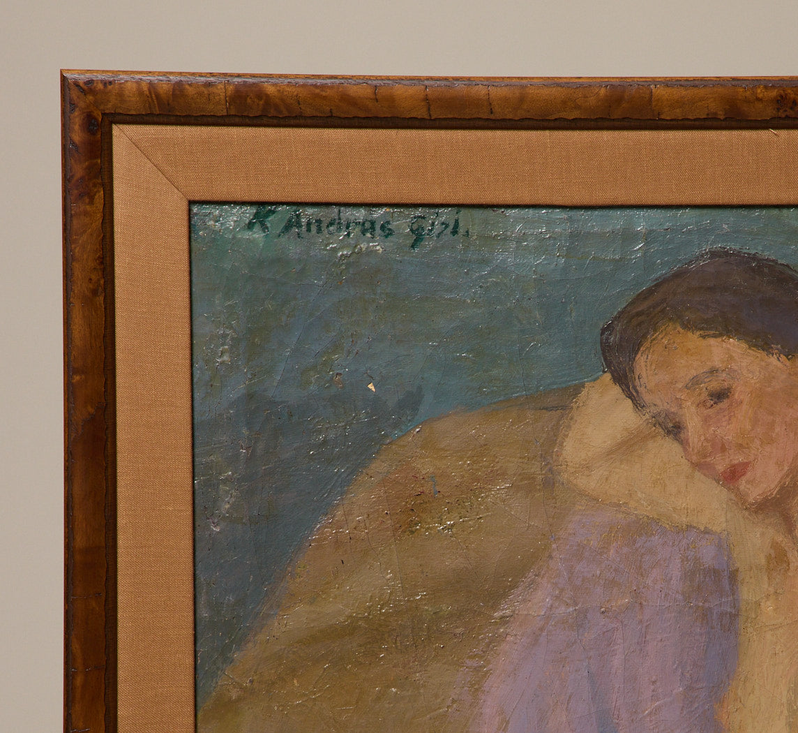 MID CENTURY AMERICAN IMPRESSIONIST CONTEMPLATIVE NUDE