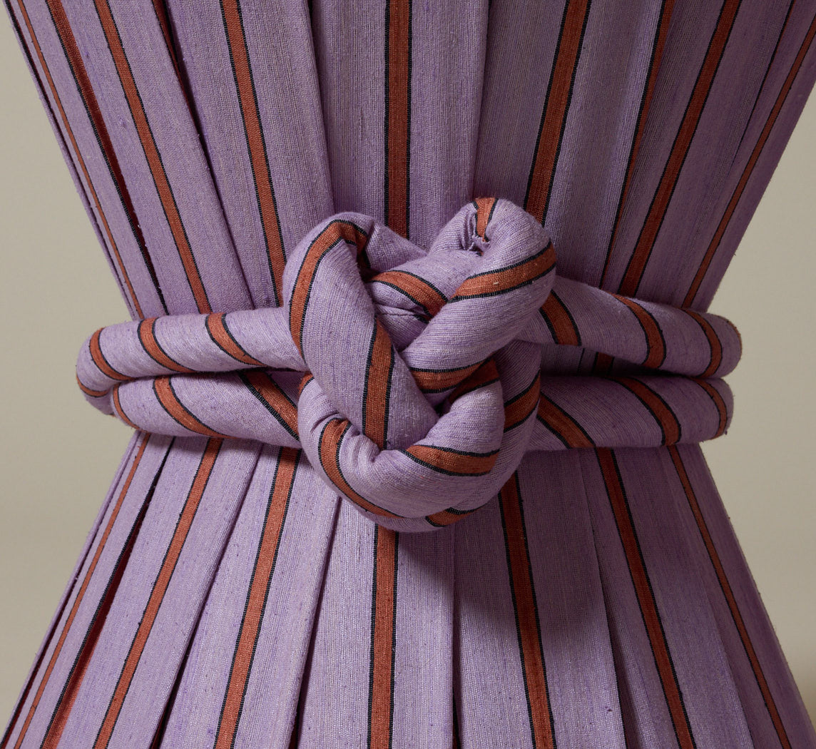 PIERCE & WARD ANAIS DRUM SIDE TABLE IN RAW SILK STRIPE