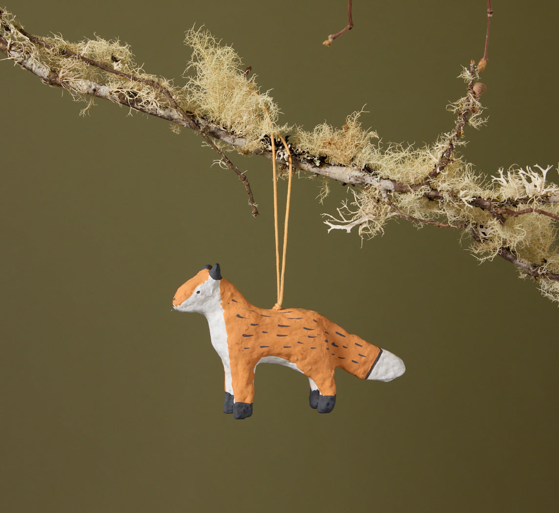 PAPER MACHE FOX ORNAMENT