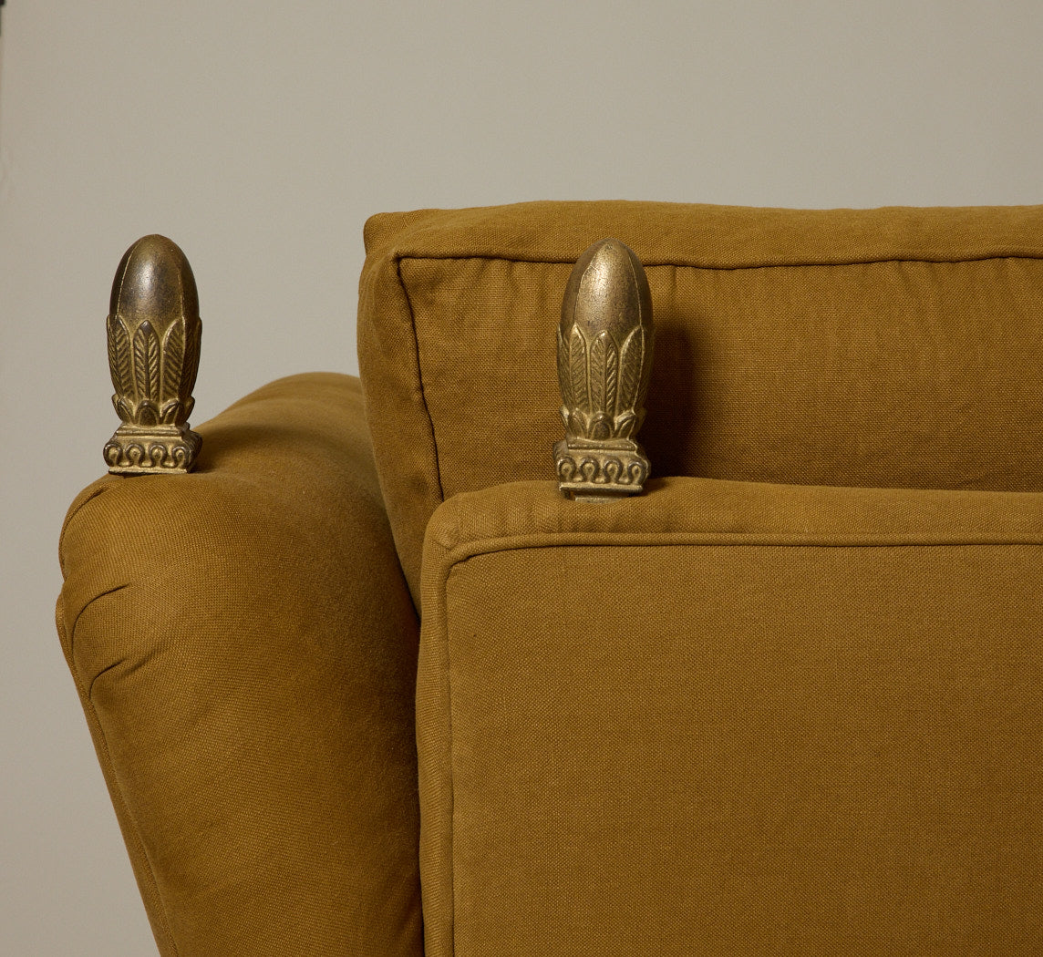 EGON VON FURSTENBERG SETTEE IN OLIVE LINEN