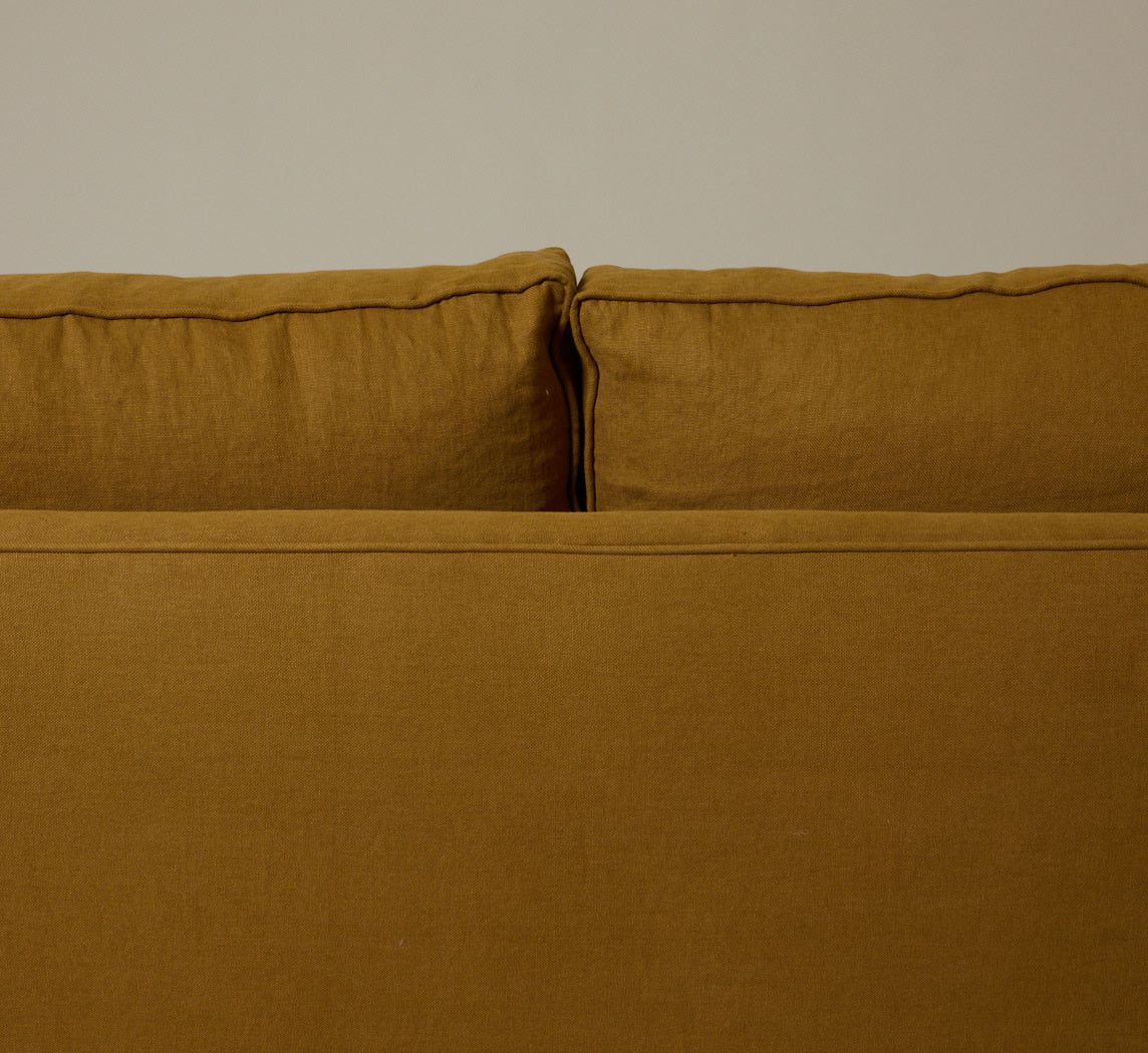 EGON VON FURSTENBERG SETTEE IN OLIVE LINEN