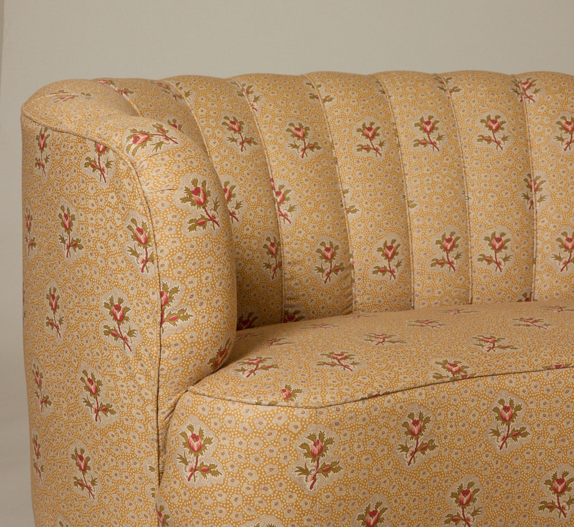 1960S MID CENTURY DANISH BANANA SOFA IN JANE SHELTON FABRIC