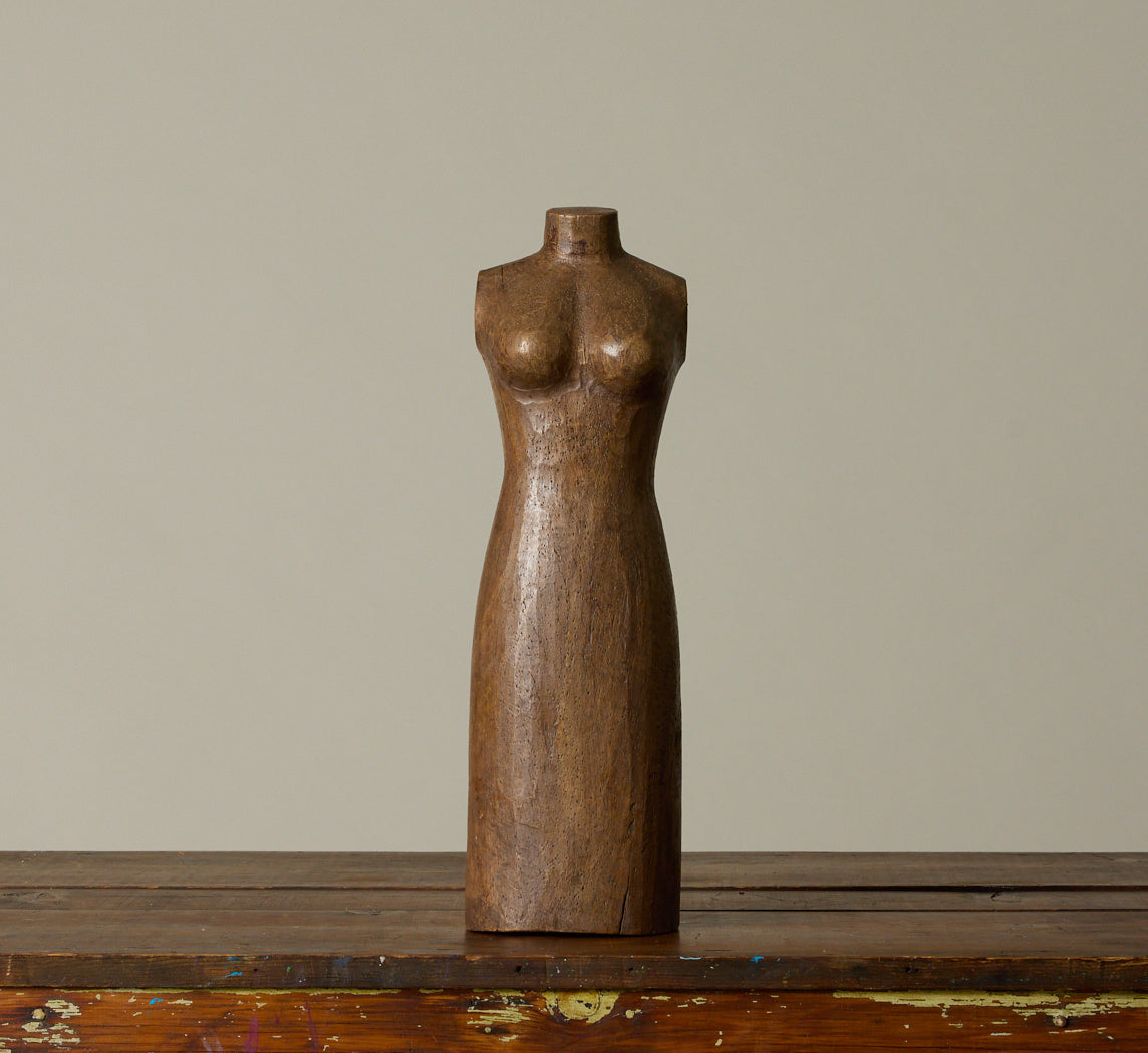 CARVED WOOD MANNEQUIN TORSO (TALL)