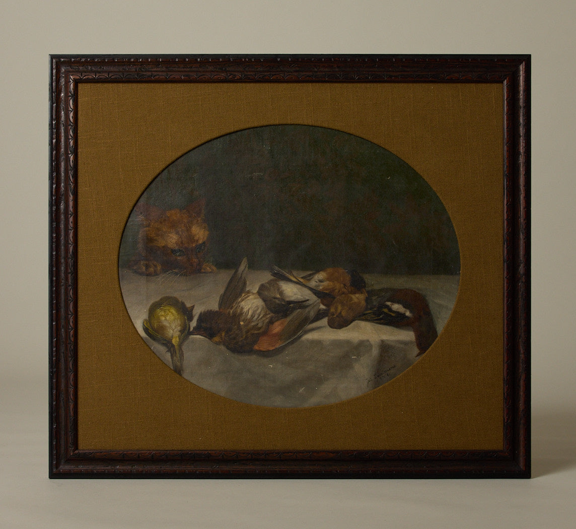 1870S BELGIAN STILL LIFE "LE CHATE"