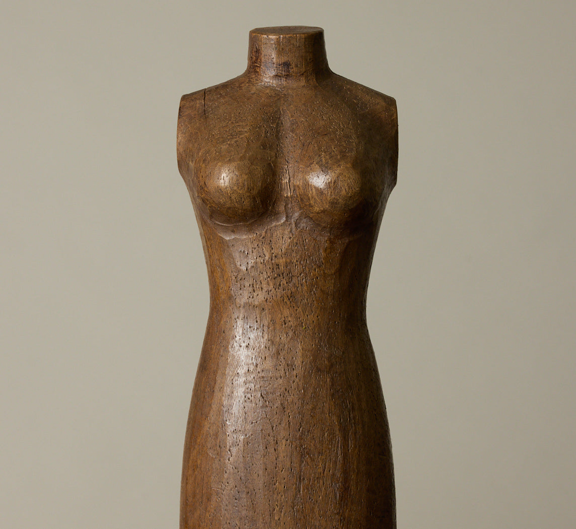 CARVED WOOD MANNEQUIN TORSO (TALL)