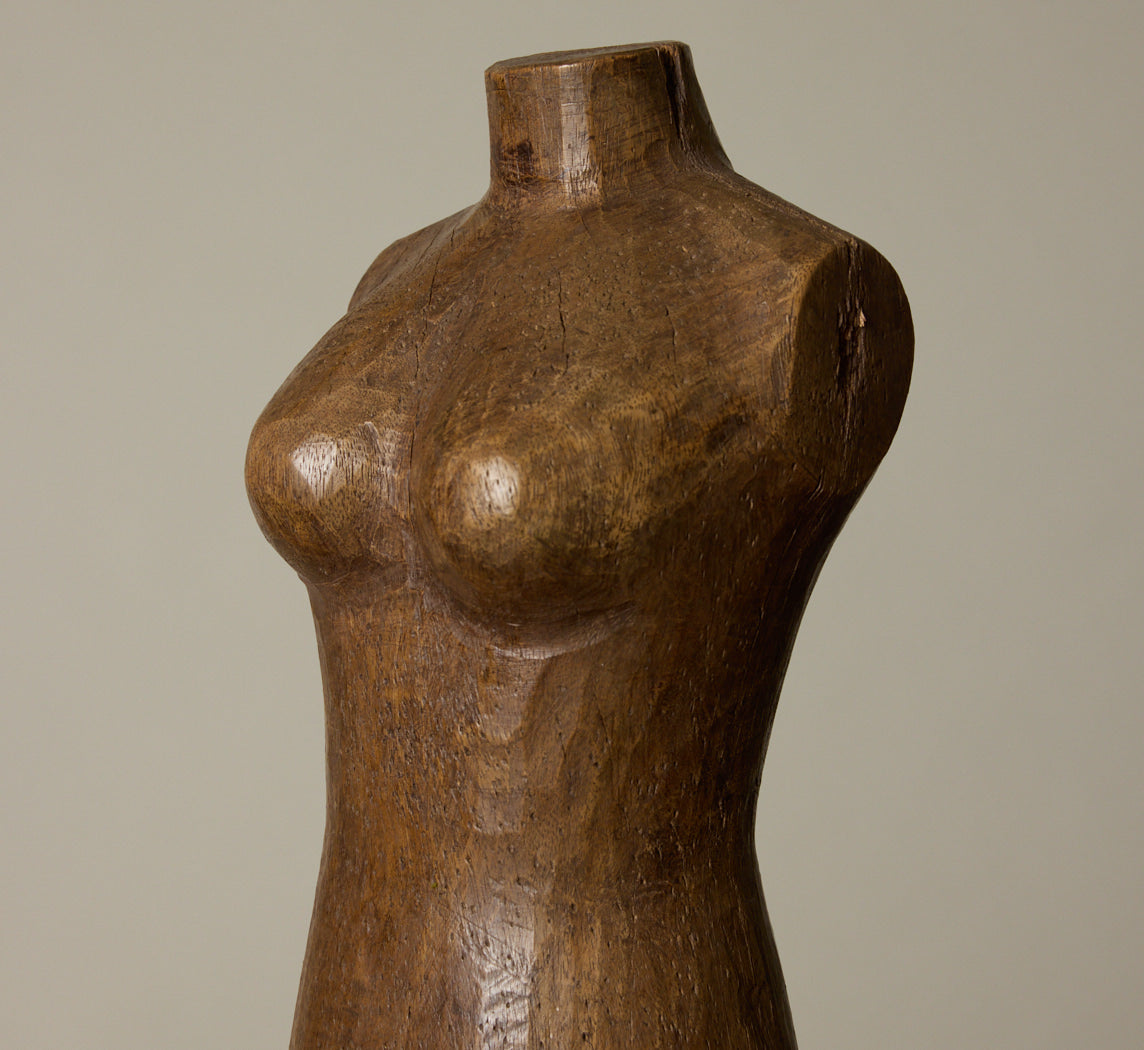 CARVED WOOD MANNEQUIN TORSO (TALL)