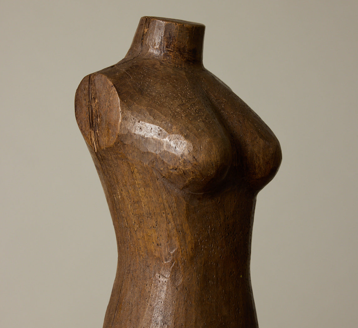 CARVED WOOD MANNEQUIN TORSO (TALL)