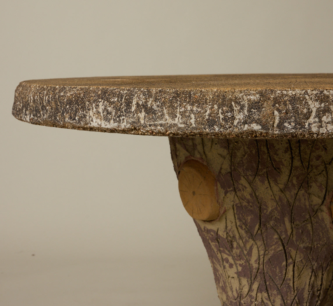 1960S FRENCH CAST STONE FAUX BOIS GARDEN TABLE