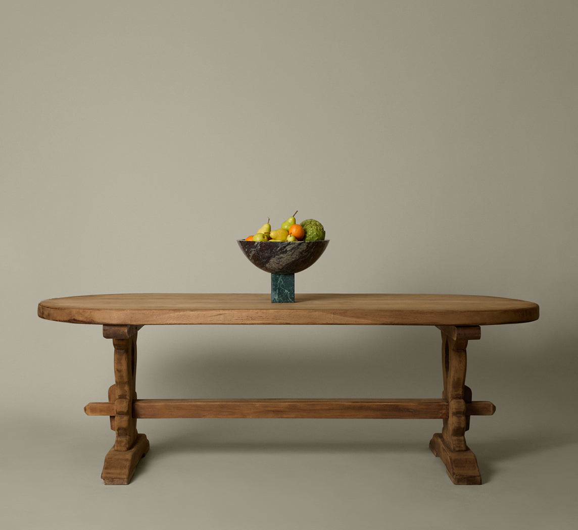 ANTIQUE FRENCH OVAL TRESTLE TABLE