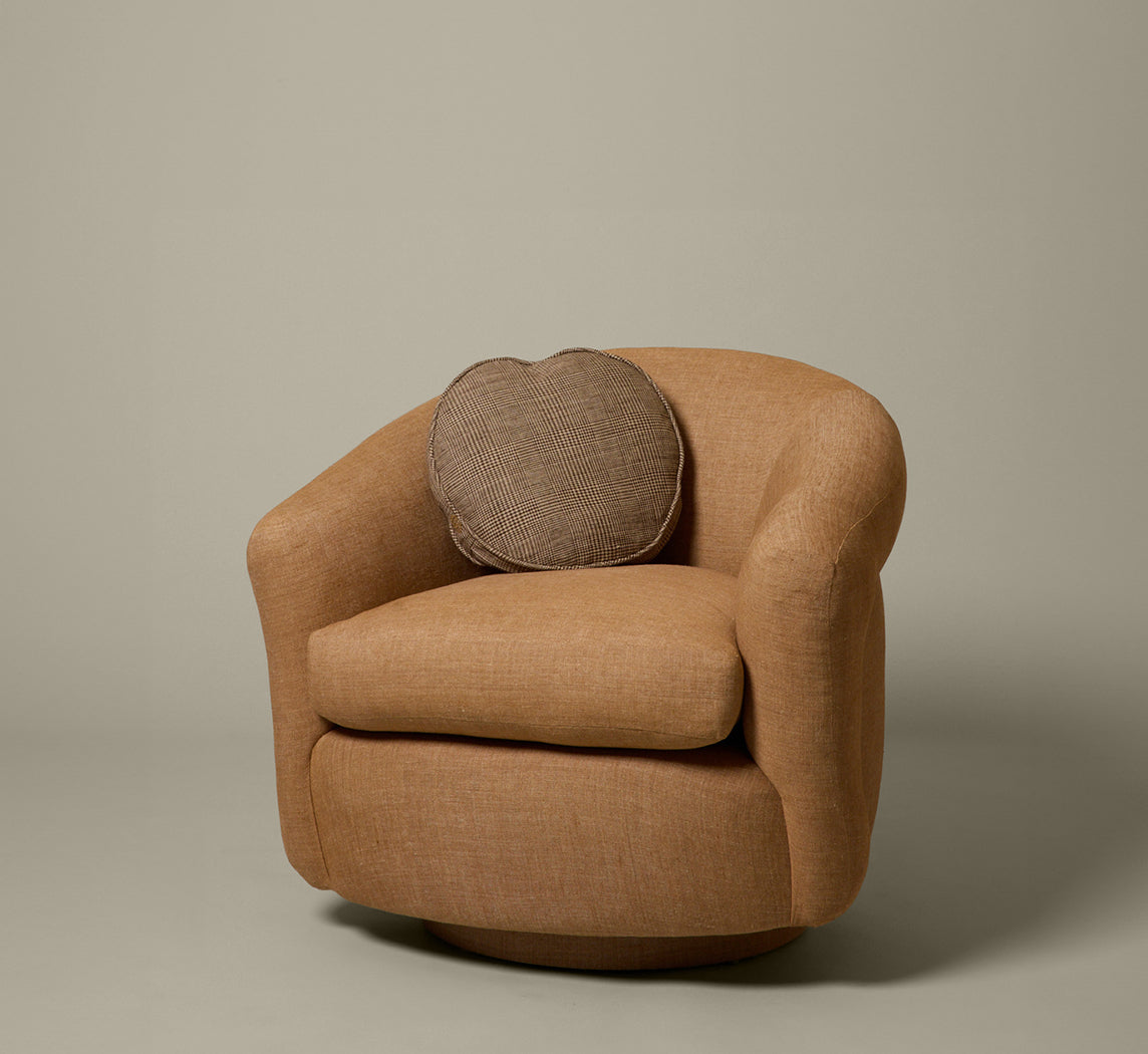 1970S SWIVEL LOUNGE CHAIR BY MILO BAUGHMAN IN MOKUM ADOBE LINEN