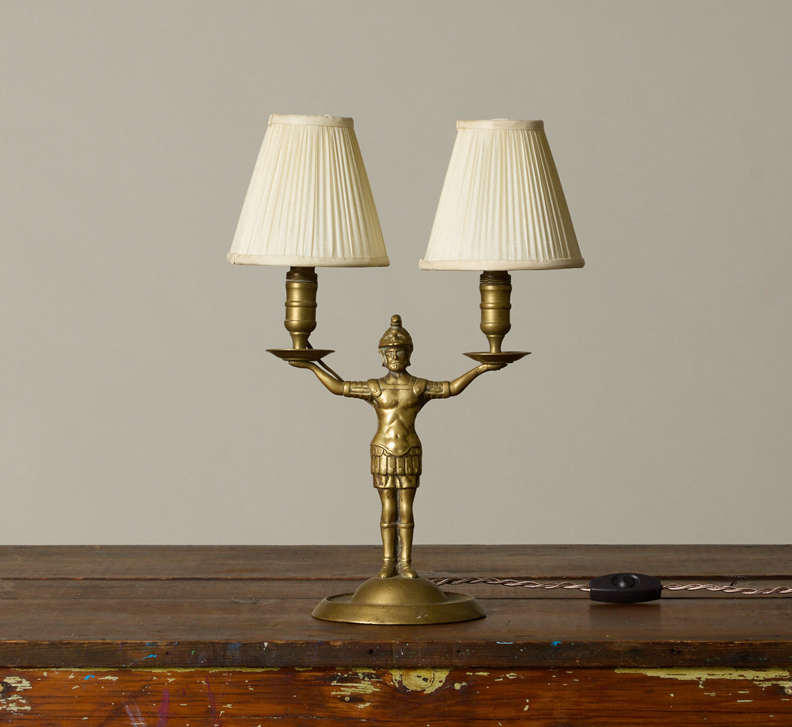 PAIR OF EMPIRE FRENCH WARRIOR CANDLESTICK LAMP C 1800S