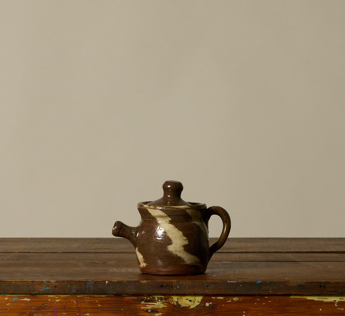 PETITE EARTHENWARE FOLK ART SWIRL TEAPOT