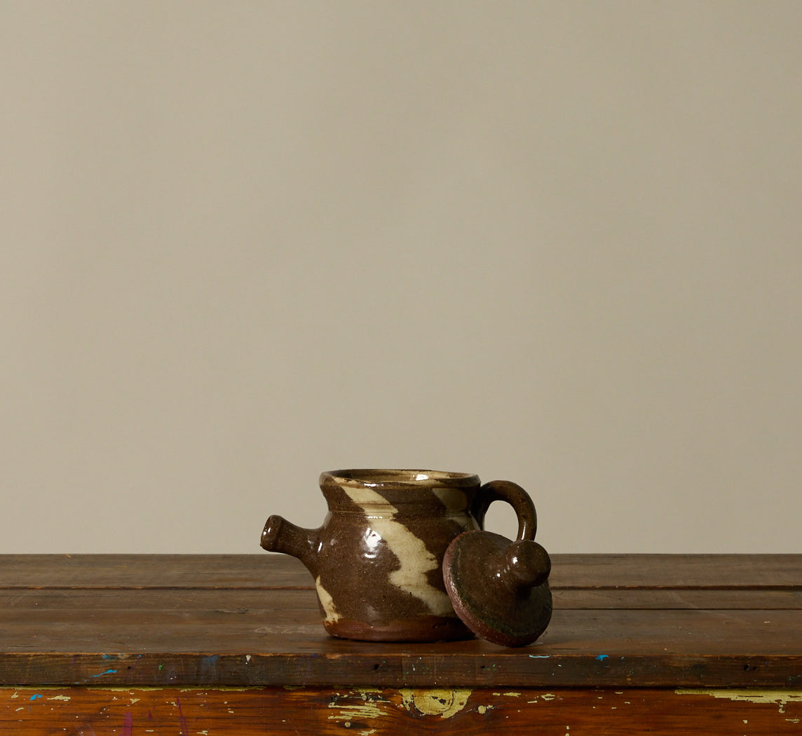 PETITE EARTHENWARE FOLK ART SWIRL TEAPOT