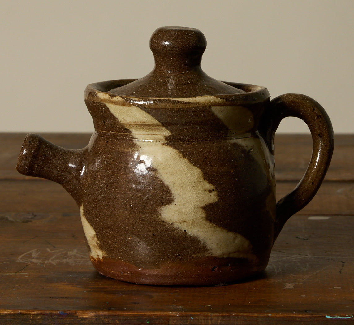 PETITE EARTHENWARE FOLK ART SWIRL TEAPOT