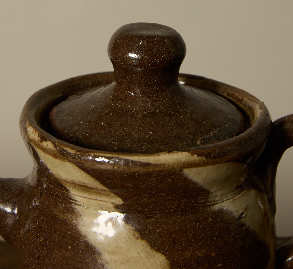 PETITE EARTHENWARE FOLK ART SWIRL TEAPOT