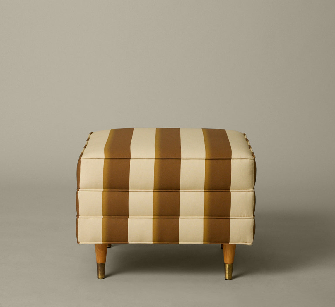 MID CENTURY MODERN ARMCHAIR & OTTOMAN IN PIERCE & WARD PALERMO STRIPE