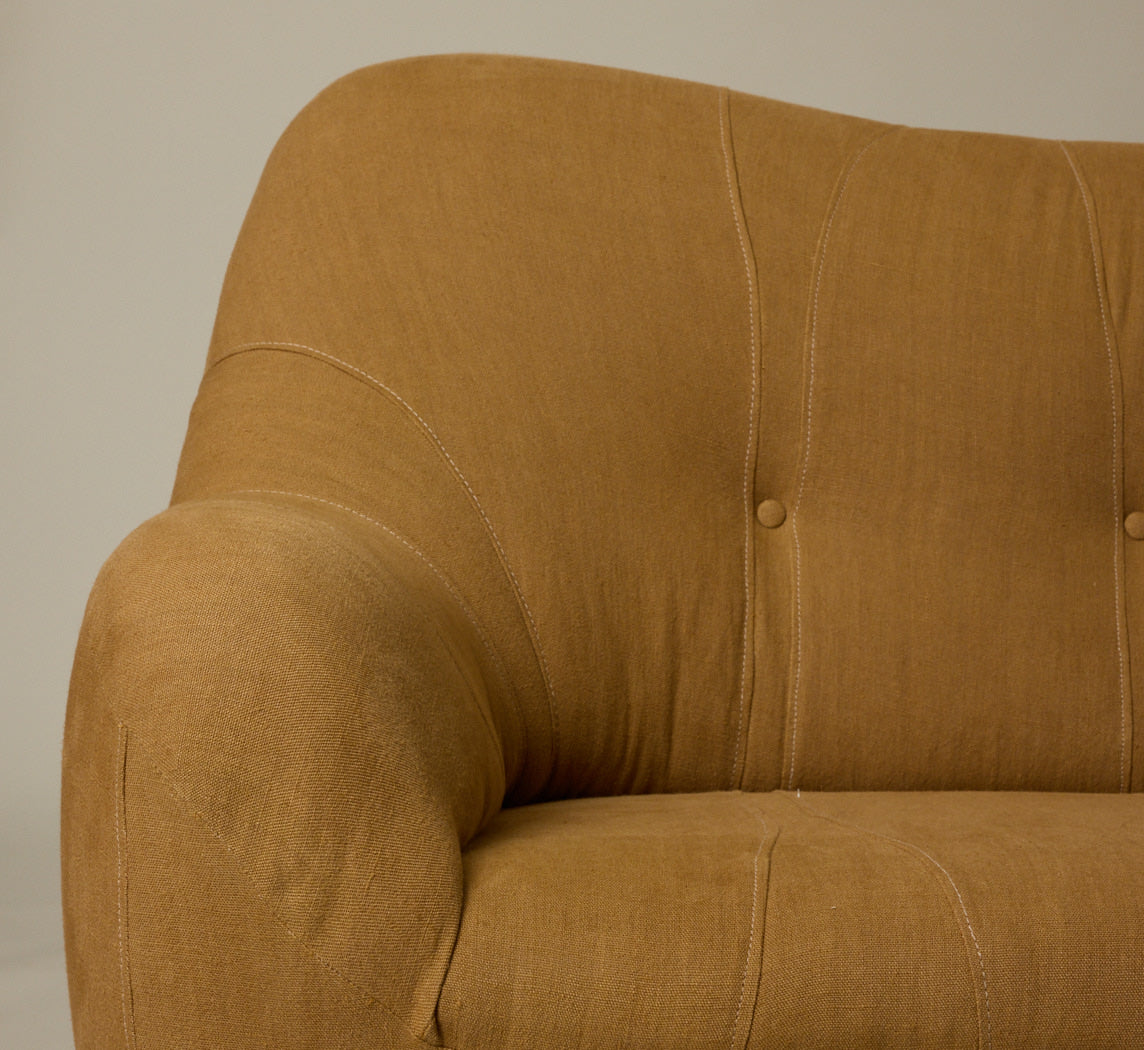 1970S DUTCH SOFA IN TURMERIC LINEN
