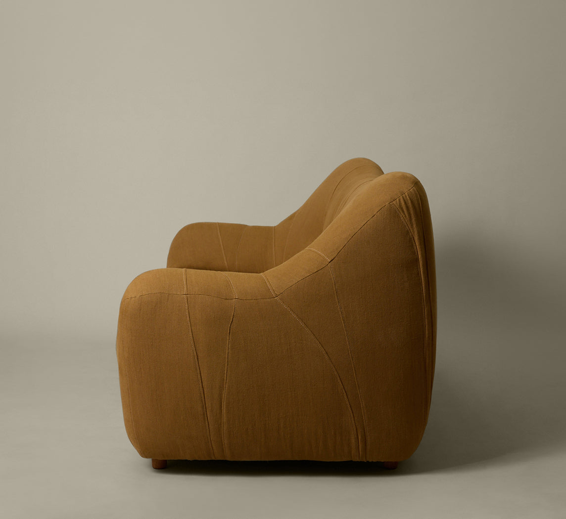 1970S DUTCH SOFA IN TURMERIC LINEN
